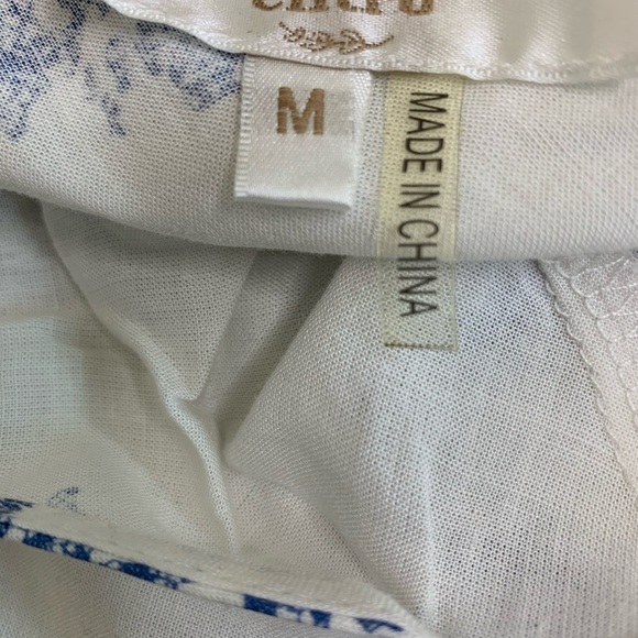 ENTRO Anthropologie Boho Lace Dress With Flowy 3/4 Sleeves Ivory/Blue Sz Medium - Picture 6 of 10